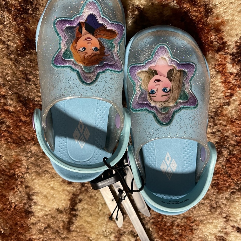 Girls' Light Blue Glitter Slip-On Clogs with Character Star Accents